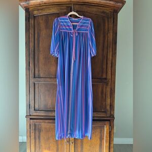 Vintage Blue and Pink Striped Maxi Dress